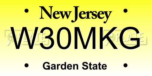W30MKG New Jersey License Plate