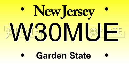 W30MUE New Jersey License Plate