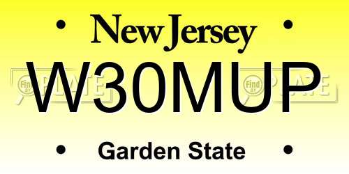 W30MUP New Jersey License Plate