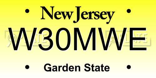 W30MWE New Jersey License Plate