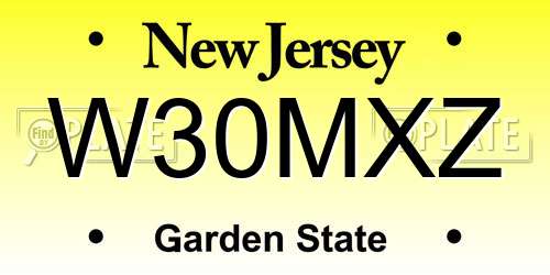 W30MXZ New Jersey License Plate