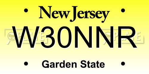 W30NNR New Jersey License Plate