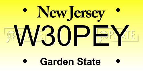 W30PEY New Jersey License Plate