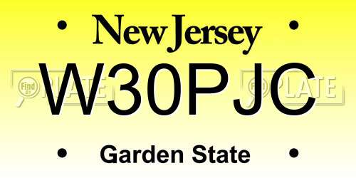 W30PJC New Jersey License Plate
