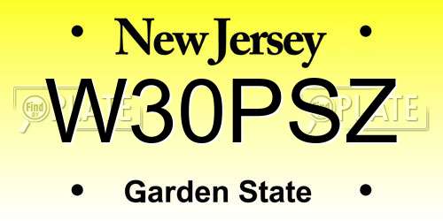W30PSZ New Jersey License Plate