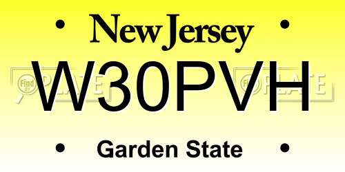 W30PVH New Jersey License Plate
