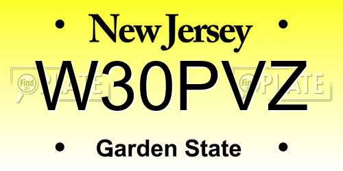 W30PVZ New Jersey License Plate