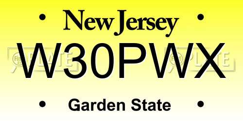 W30PWX New Jersey License Plate
