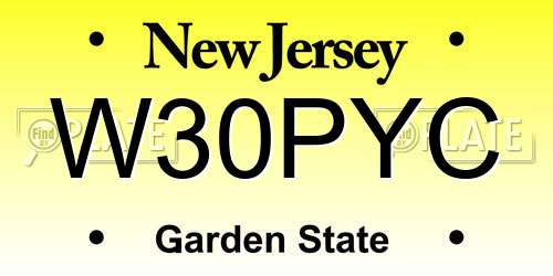 W30PYC New Jersey License Plate