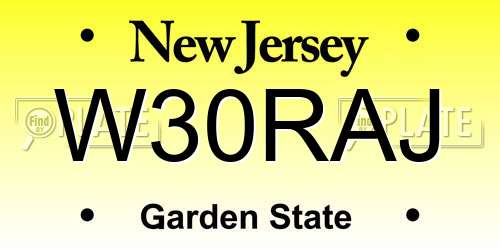 W30RAJ New Jersey License Plate
