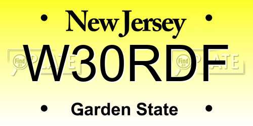 W30RDF New Jersey License Plate