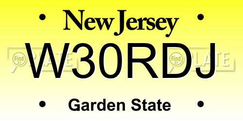 W30RDJ New Jersey License Plate