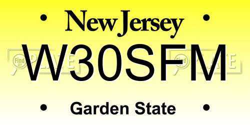 W30SFM New Jersey License Plate