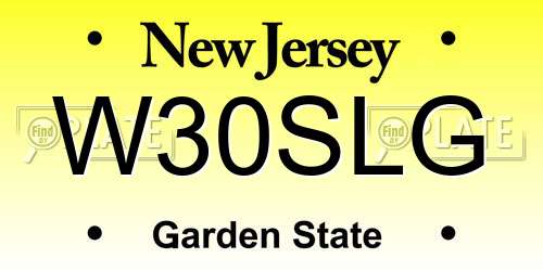 W30SLG New Jersey License Plate