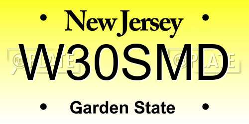 W30SMD New Jersey License Plate
