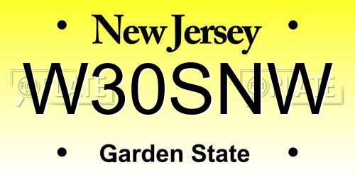 W30SNW New Jersey License Plate