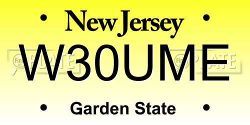 W30UME New Jersey License Plate