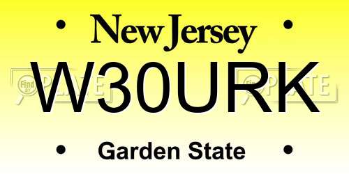 W30URK New Jersey License Plate