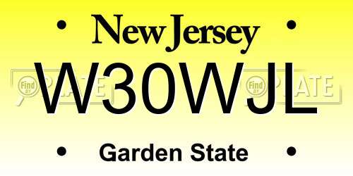 W30WJL New Jersey License Plate