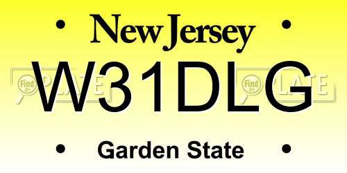 W31DLG New Jersey License Plate