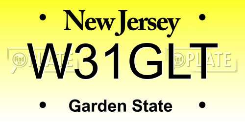 W31GLT New Jersey License Plate