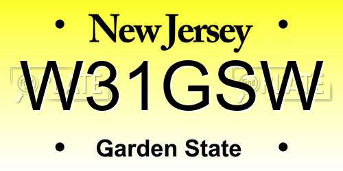 W31GSW New Jersey License Plate