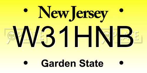 W31HNB New Jersey License Plate