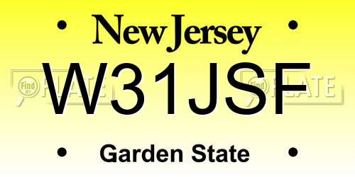 W31JSF New Jersey License Plate