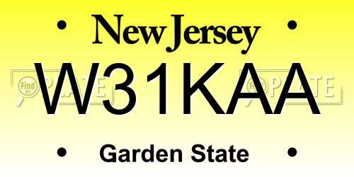 W31KAA New Jersey License Plate