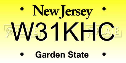 W31KHC New Jersey License Plate