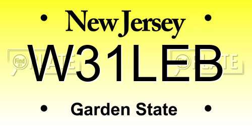 W31LEB New Jersey License Plate