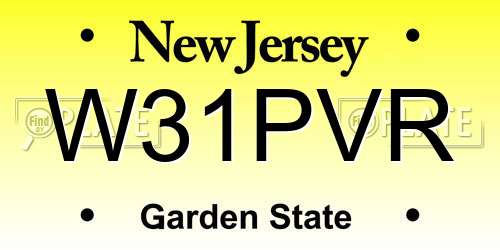 W31PVR New Jersey License Plate