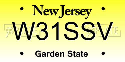 W31SSV New Jersey License Plate