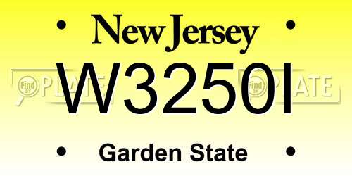 W3250I New Jersey License Plate