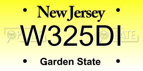 W325DI New Jersey License Plate