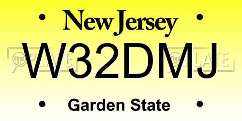 W32DMJ New Jersey License Plate