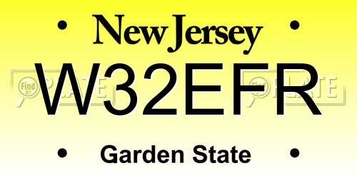 W32EFR New Jersey License Plate
