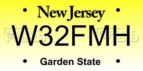 W32FMH New Jersey License Plate