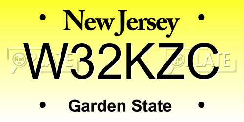 W32KZC New Jersey License Plate