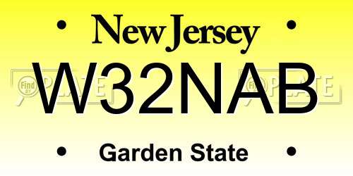W32NAB New Jersey License Plate