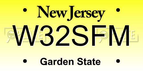 W32SFM New Jersey License Plate
