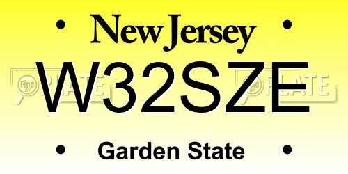 W32SZE New Jersey License Plate