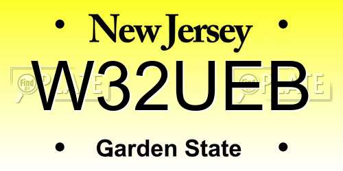 W32UEB New Jersey License Plate