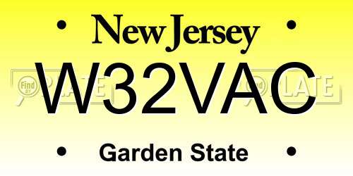 W32VAC New Jersey License Plate