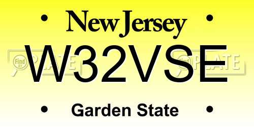 W32VSE New Jersey License Plate