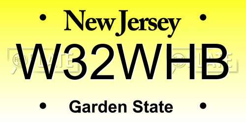 W32WHB New Jersey License Plate
