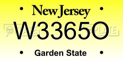W3365O New Jersey License Plate