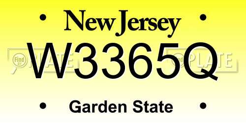 W3365Q New Jersey License Plate