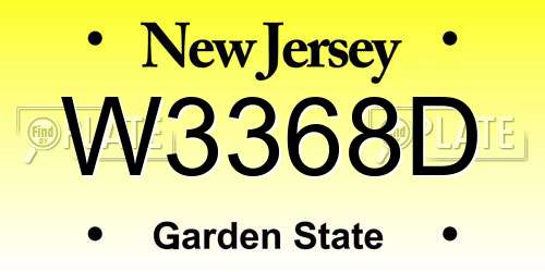 W3368D New Jersey License Plate
