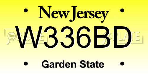 W336BD New Jersey License Plate